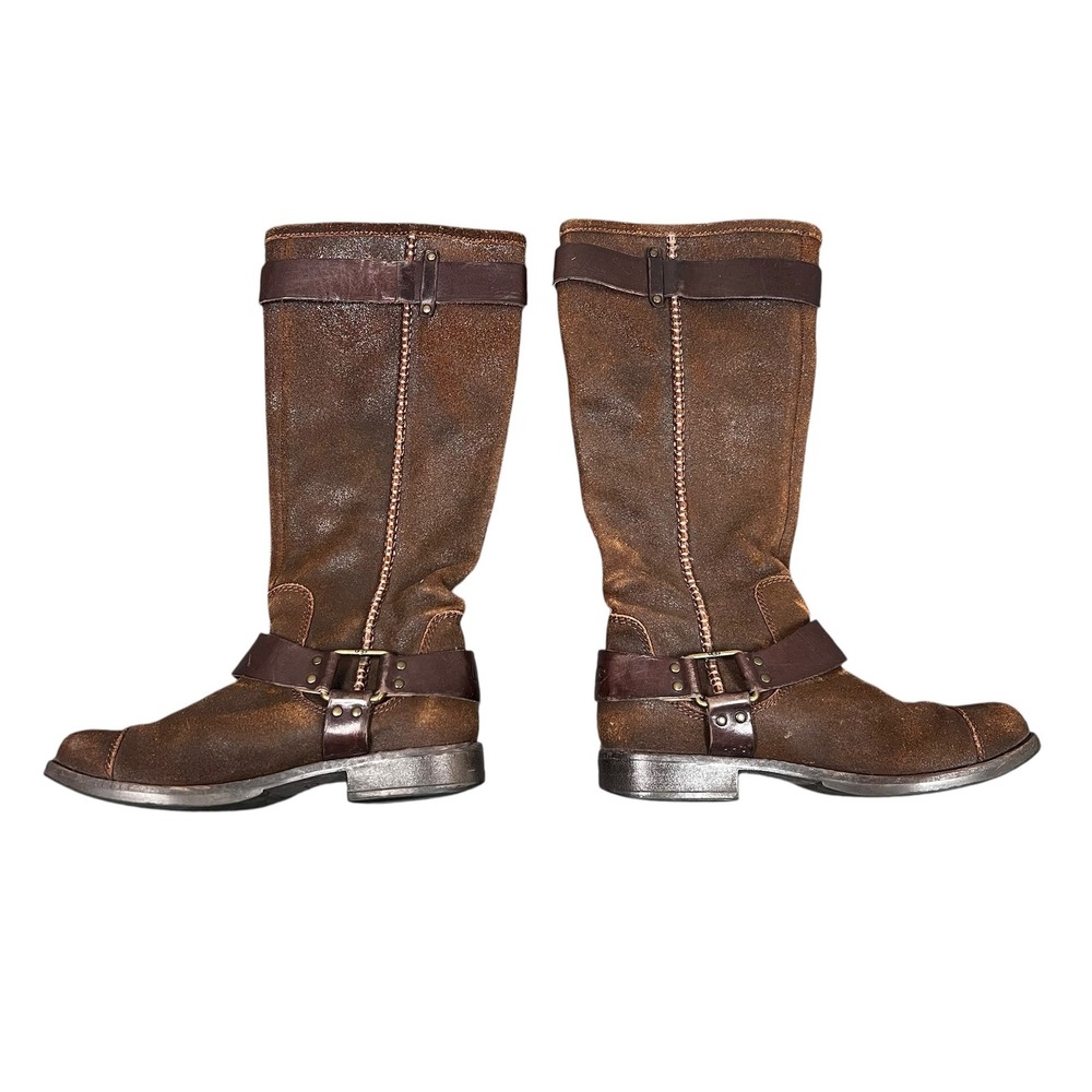 Ugg Dree Riding Boots Women's 6.5 Brown Suede Leather Harness Western Buckle
